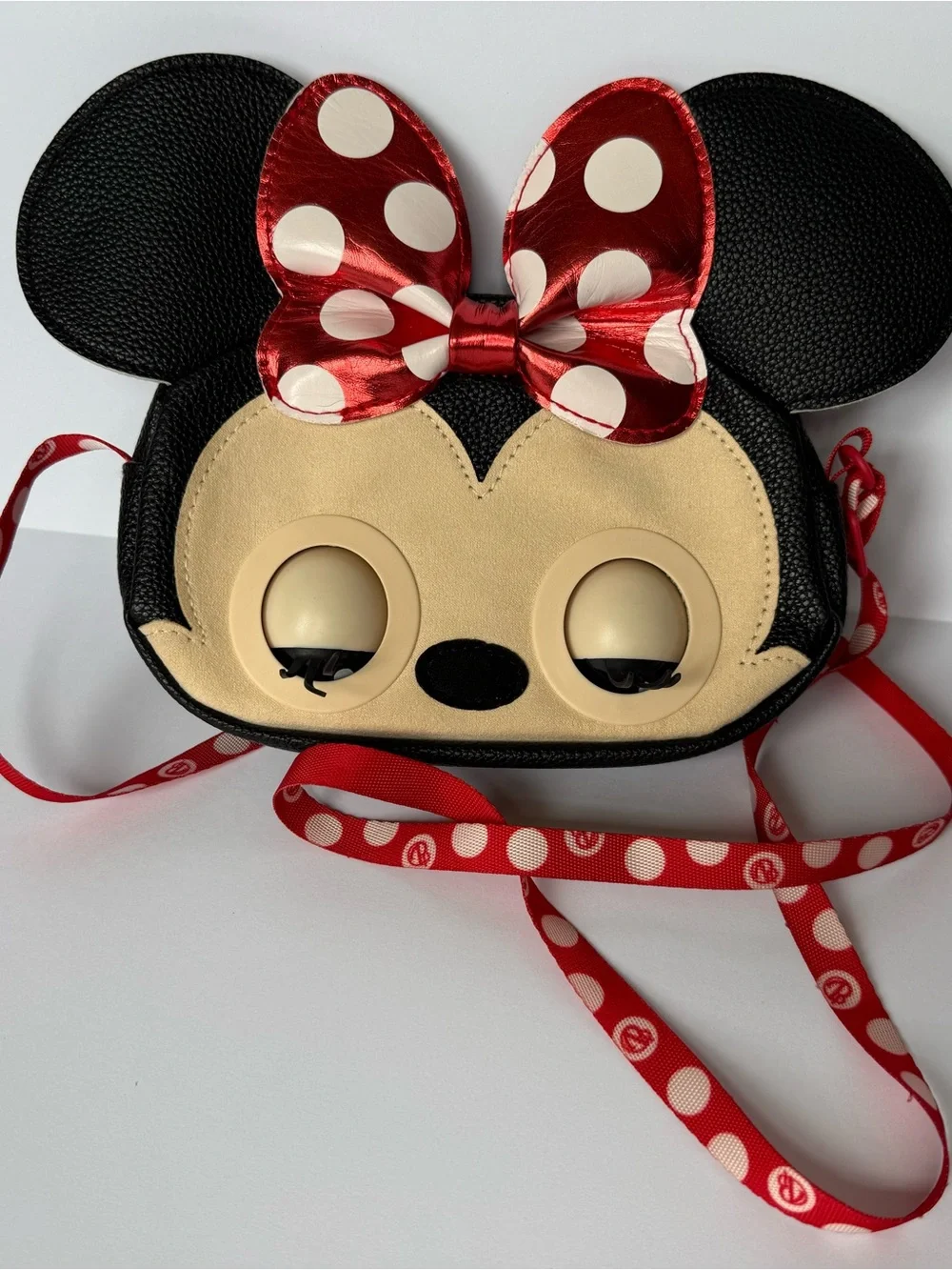 Girls Polka Dot Bow Character Crossbody Bag - Red & Black